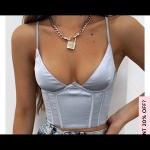 Never worn blue corset top from white fox boutique